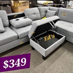 BRAND NEW 3PCS SECTIONAL SOFA SET WITH OTTOMAN AND ACCENT PILLOW INCLUDED $349