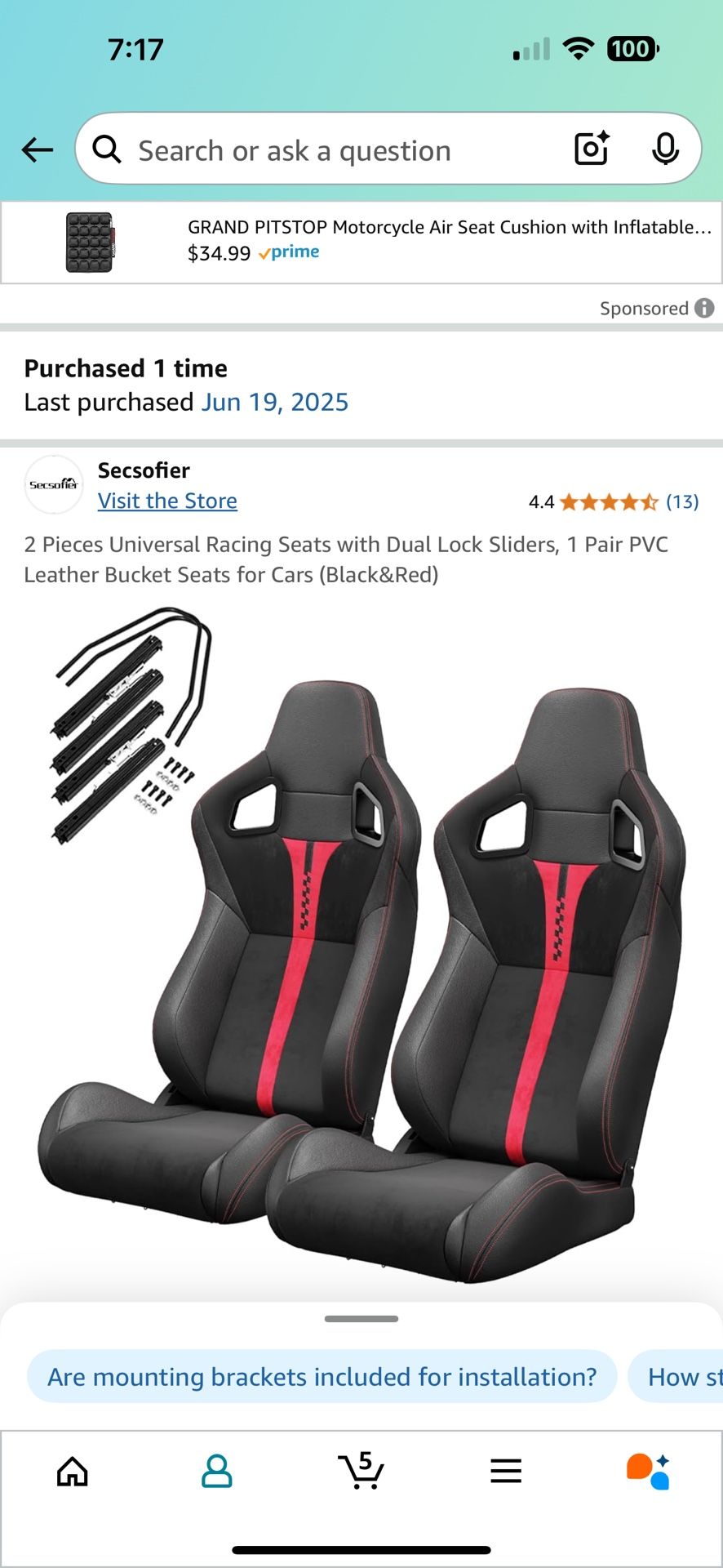 2 Car Bucket Seats