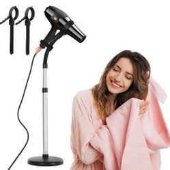 Hands Free Hair Dryer Holder Blow Dryer Stand with 2 Detachable Heads 360 Degree Rotating Hair Dryer Stand