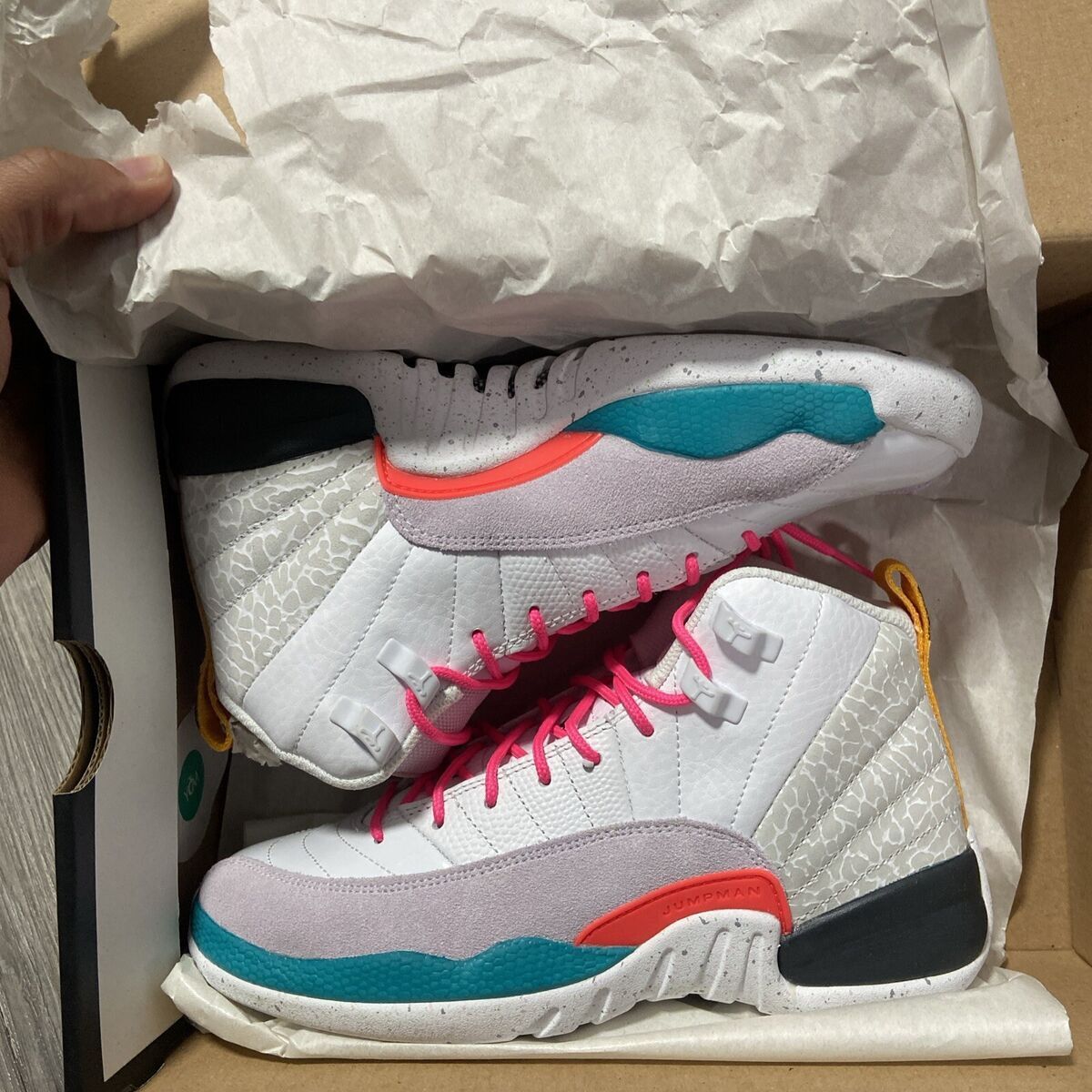 Jordan 12 White Vapor Green Sz Og Box