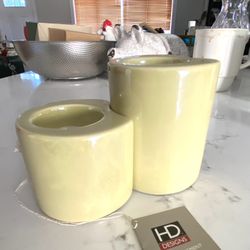 Yellow Luster Nesting Candle Holders - Set Of 2