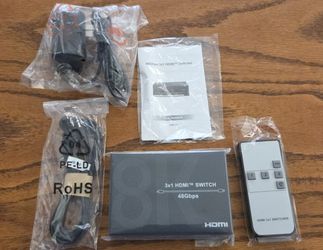 New! 8k HDMI SWITCH 3 IN 1 OUT w/ REMOTE 