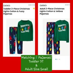 Matching Christmas Pajamas - 3T & Adult Size Small