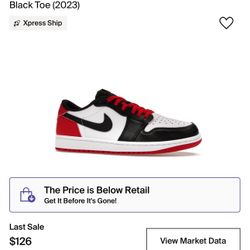 Size 13 Jordan 1 OG “Black Toe” Low Chicago bred