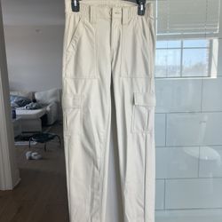 American Eagle white leather cargo pants