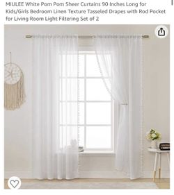 White Pom Pom Curtains -/\ -/\ -/\ -/\ -/\-(beautiful)