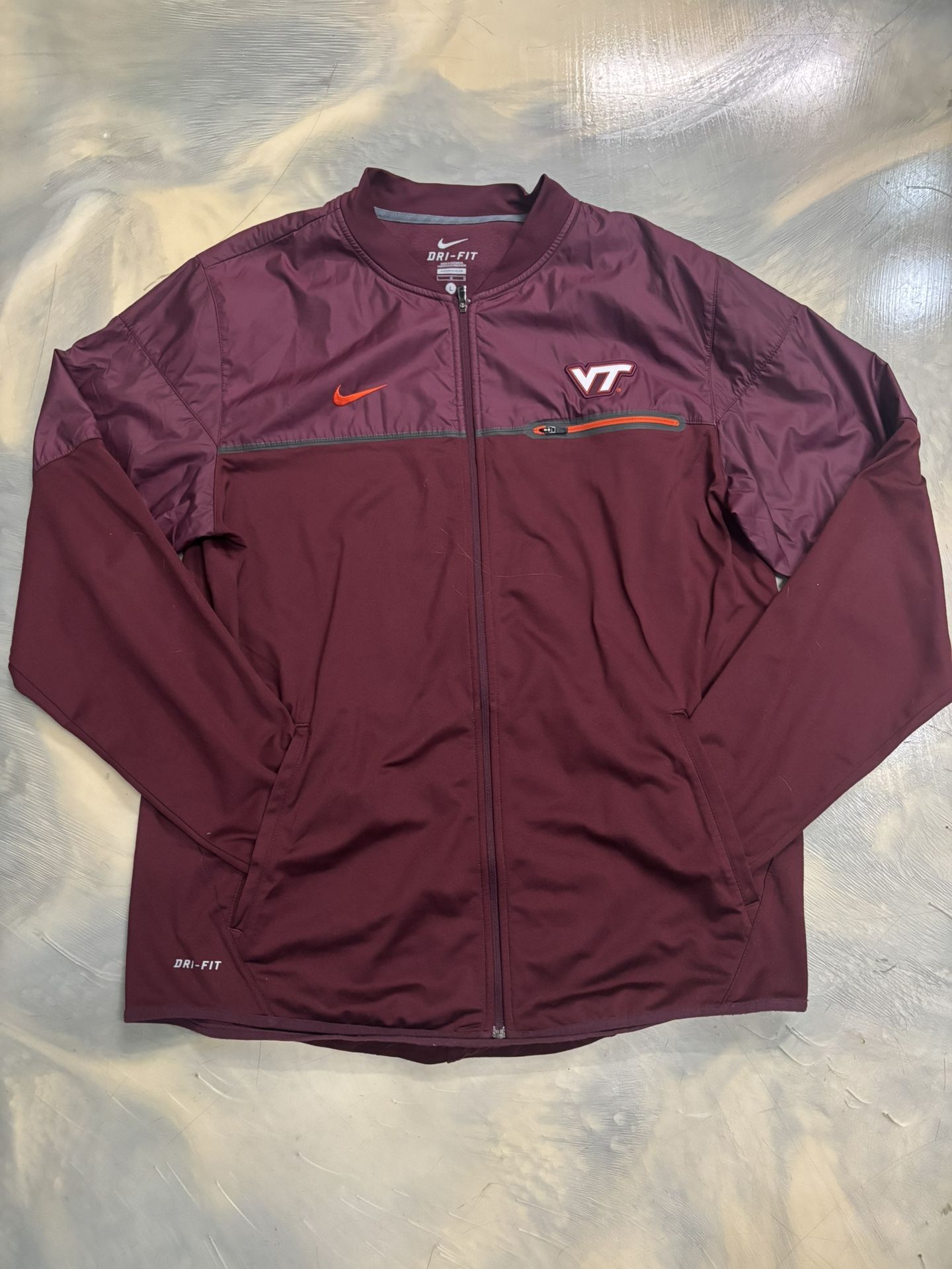Virginia Tech Hokies Nike Dri-Fit Zip Up Jacket/Fleece/Windbreaker