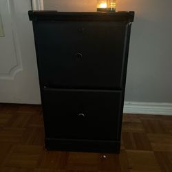 Modern Nightstand / Small Dresser – Black w/ Gold Accents