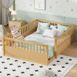 Bellemave full floor bed frame with high rails for kids
