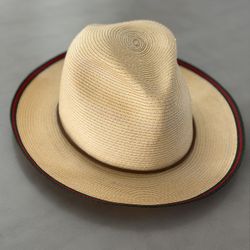 New Gucci Straw Fedora Hat Size M 57