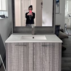 Bathroom Grey Vanity Set  & Toilet