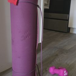 Yoga Mat and Dumbbells 