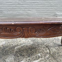 Antique Rectangular Ornate Mid-Century Coffee Table for Restoration