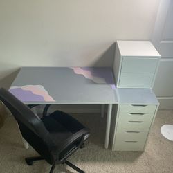 IKEA Desk Set Up (or Separate), Chair, Desk,  Eket Drawer 
