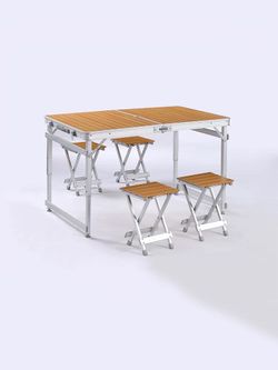 All Aluminum Folding Camping Table & 4 Stools – Like New – Price Firm