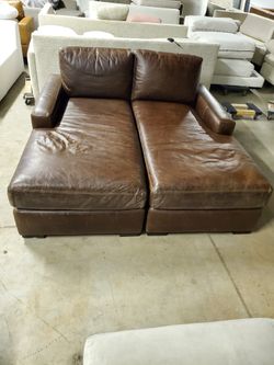 Restoration Hardware Leather Double Chaise Lounge