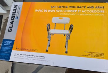 Medline Shower Chair for Inside Shower, Heavy Duty, 350 lb Capacity, Adjustable Height, Non-Slip Seat with Padded Armrests & Back, White