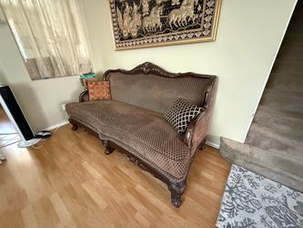 Antique Style Carved Wood Sofa