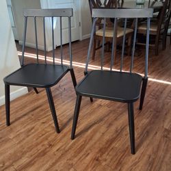 2  Black medal chairs $25 each chair!