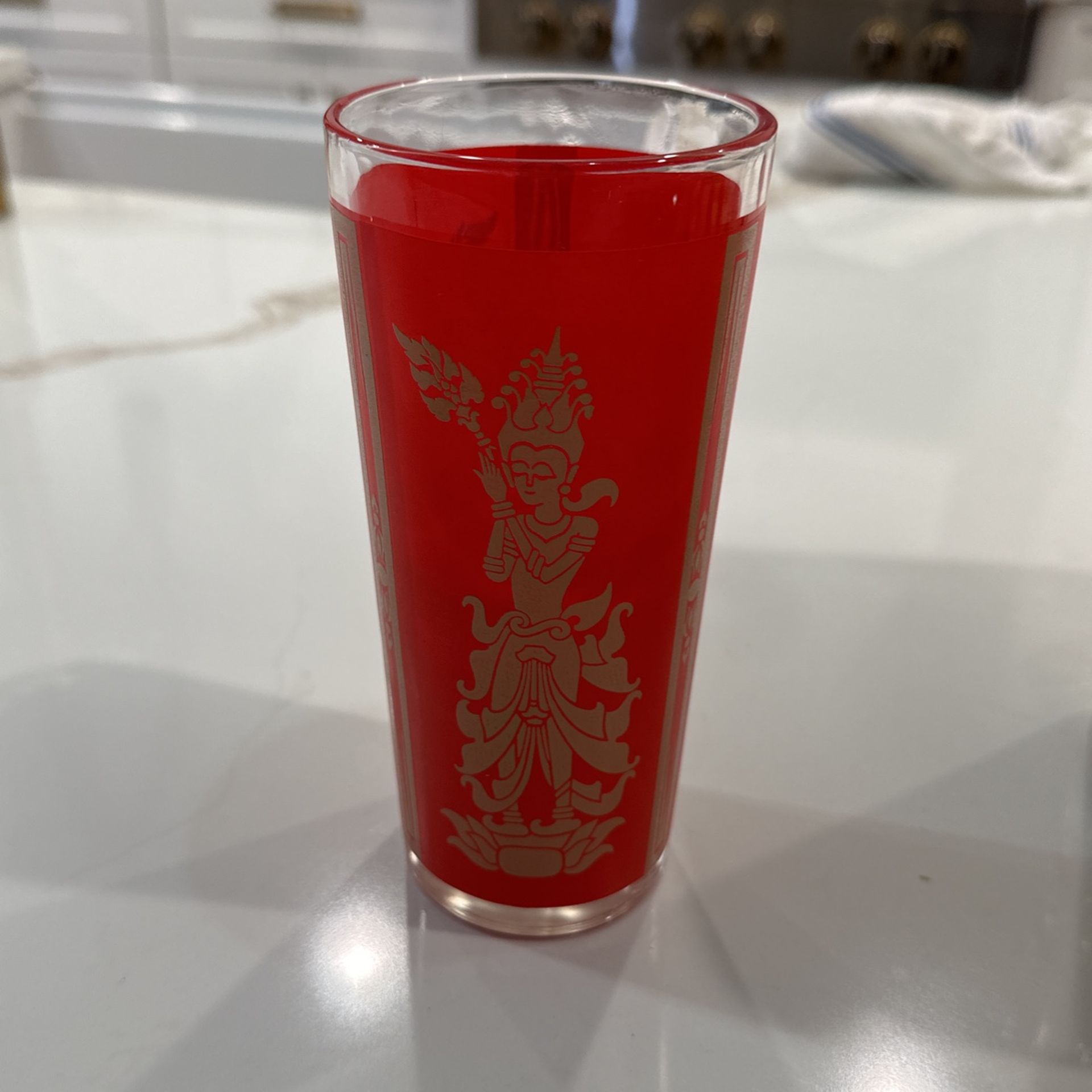 Vintage Red And Gold Goddess Glasses 