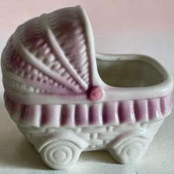 Ceramic Baby Carriage Planter or Trinket Dish