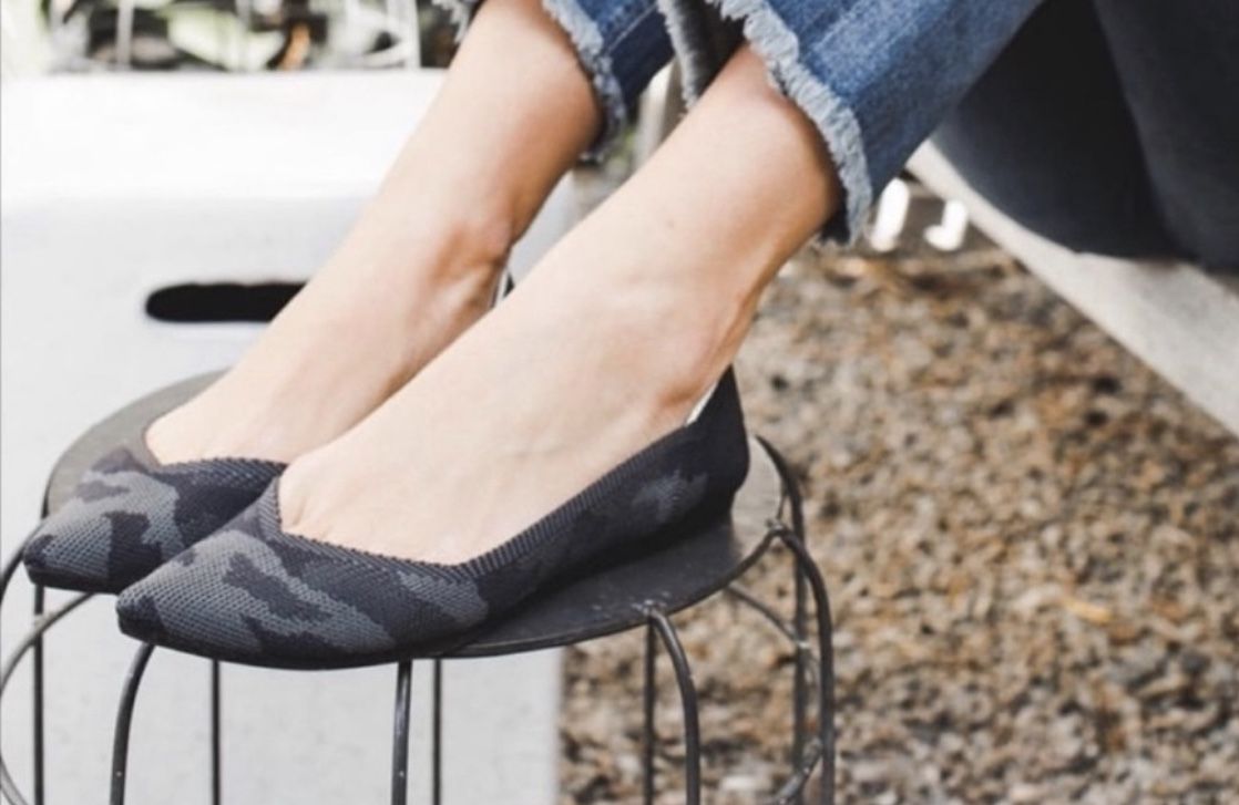 Rothy’s gray camo print points pointed toe flats size 8