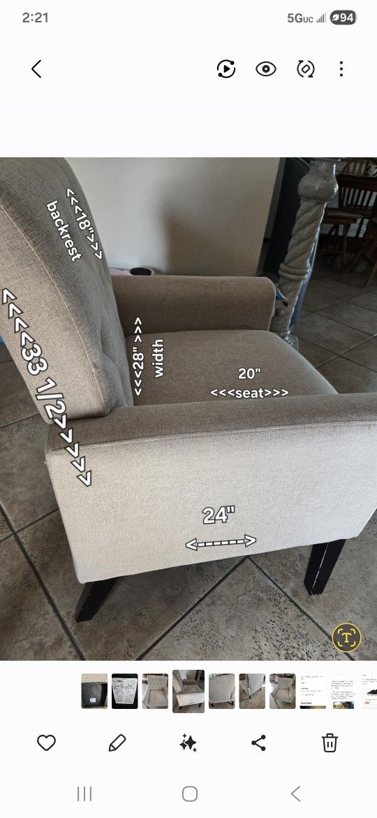 Beige Sofa Chair  Clean Very Good Condition 