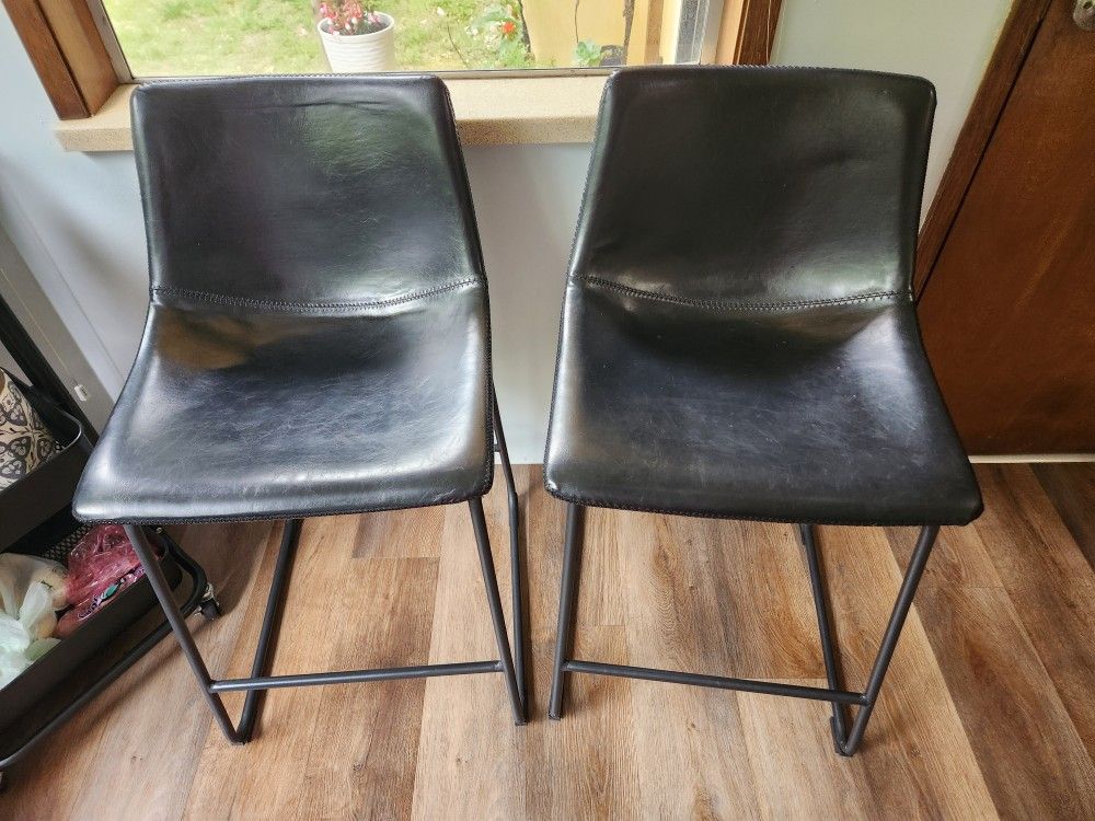 Tall Faux Leather Black Chairs