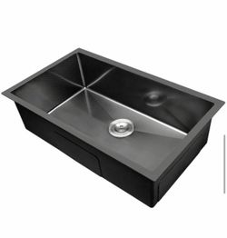 AKDY HEX 32 in. Undermount Single Bowl Gunmetal Black Stainless Steel Kitchen Sink