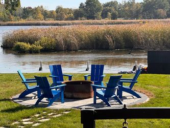 6 Pollywood Blue Adirondack Patio Chairs – $600 for the Set