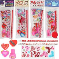 Valentine's Day Stationery Kid's Class Party Favor Cards Set and Gifts 4 Pack