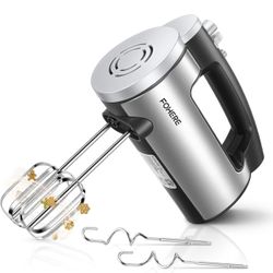 FOHERE Hand Mixer Electric Handheld, 6 Speed & Turbo Electric Mixer, Silver 
