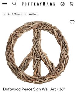 Pottery Barn Driftwood Peace Sign