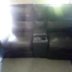 Black Leather 2 Seat Recliner 