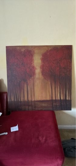 Large Red Tree Forest Canvas Wall Art