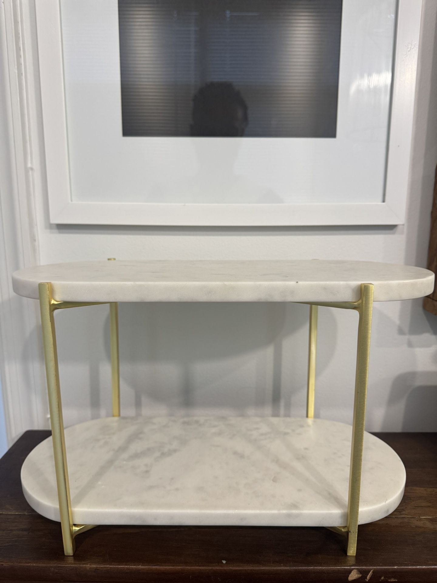 BRAND NEW West Elm Madison Marble & Brass 2-Tier Stand