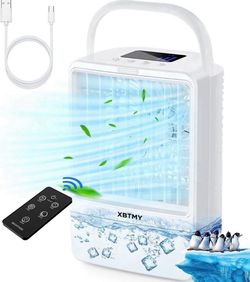Portable Air Conditioner Quiet Fan with Remote Control, 4000mAh USB Rechargeable Mini AC Evaporative Cooler, Anti-Leak Cooling With 3 Speeds For Home