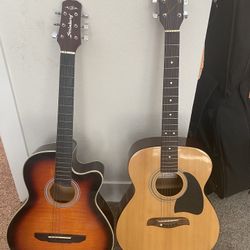 2 Acoustic Guitars With Case 