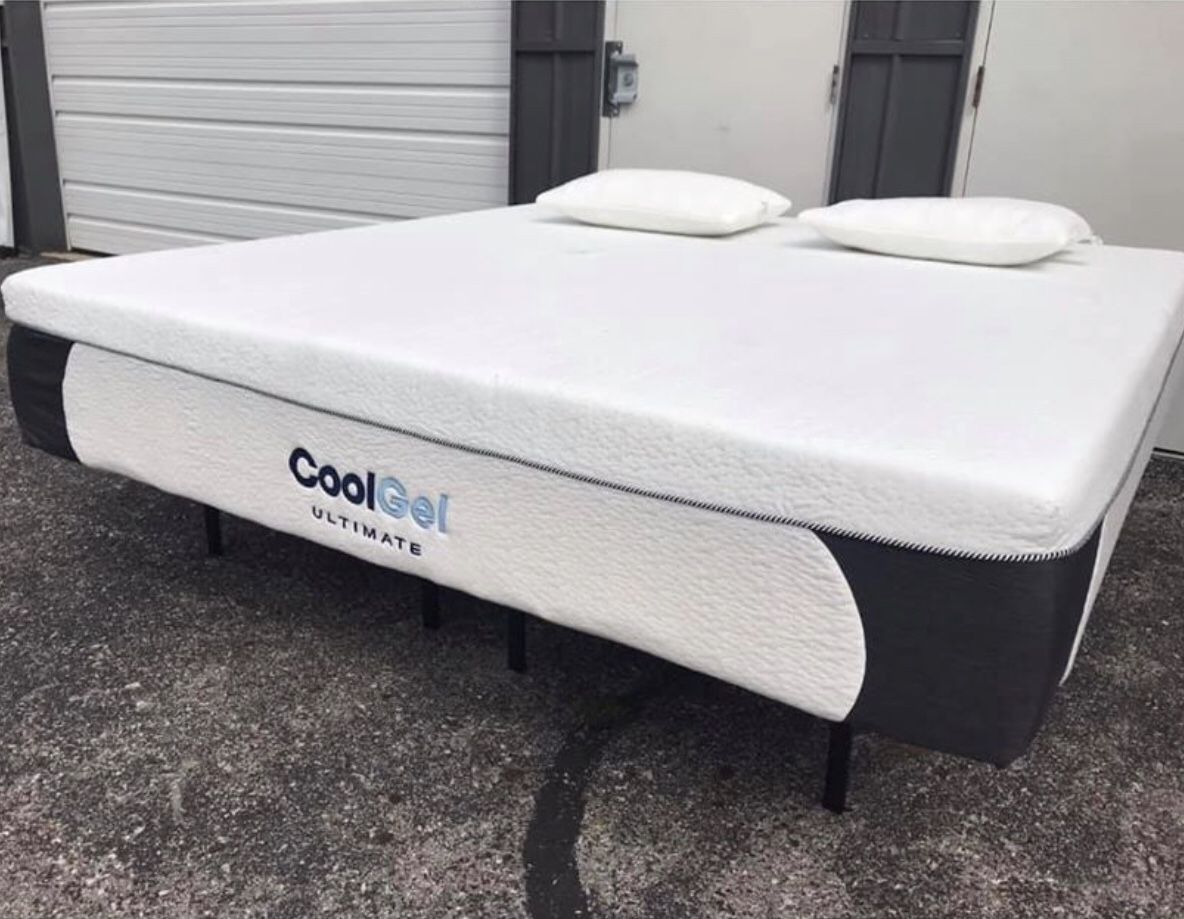 New 14” cool gel memory foam KING size mattress ONLY with 2 pillows $385