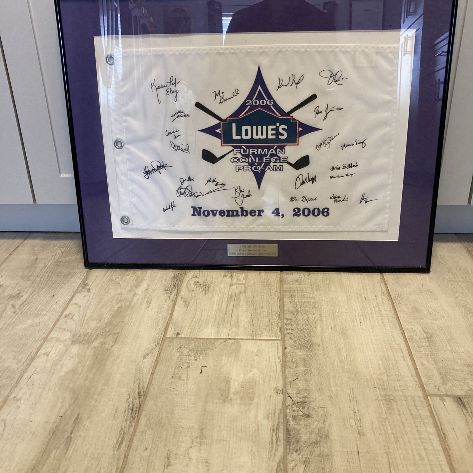 2006 Lowe’s Furman College Pro-AM Autographed Banner Framed