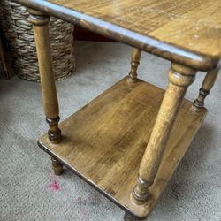 Wood Side Table End Table Shelf 