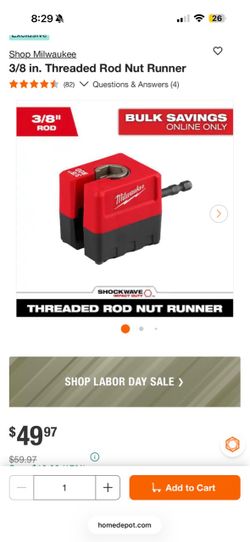 Milwaukee 3/8inch threaded rod nut runner