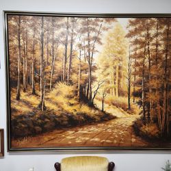 Walter Sherwood Country Trees Forest Golden Hour Large Painting 