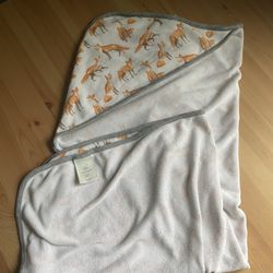 Cloud Island Unisex Baby Woodland Forest Fox Hooded Bath Towel Orange Gray