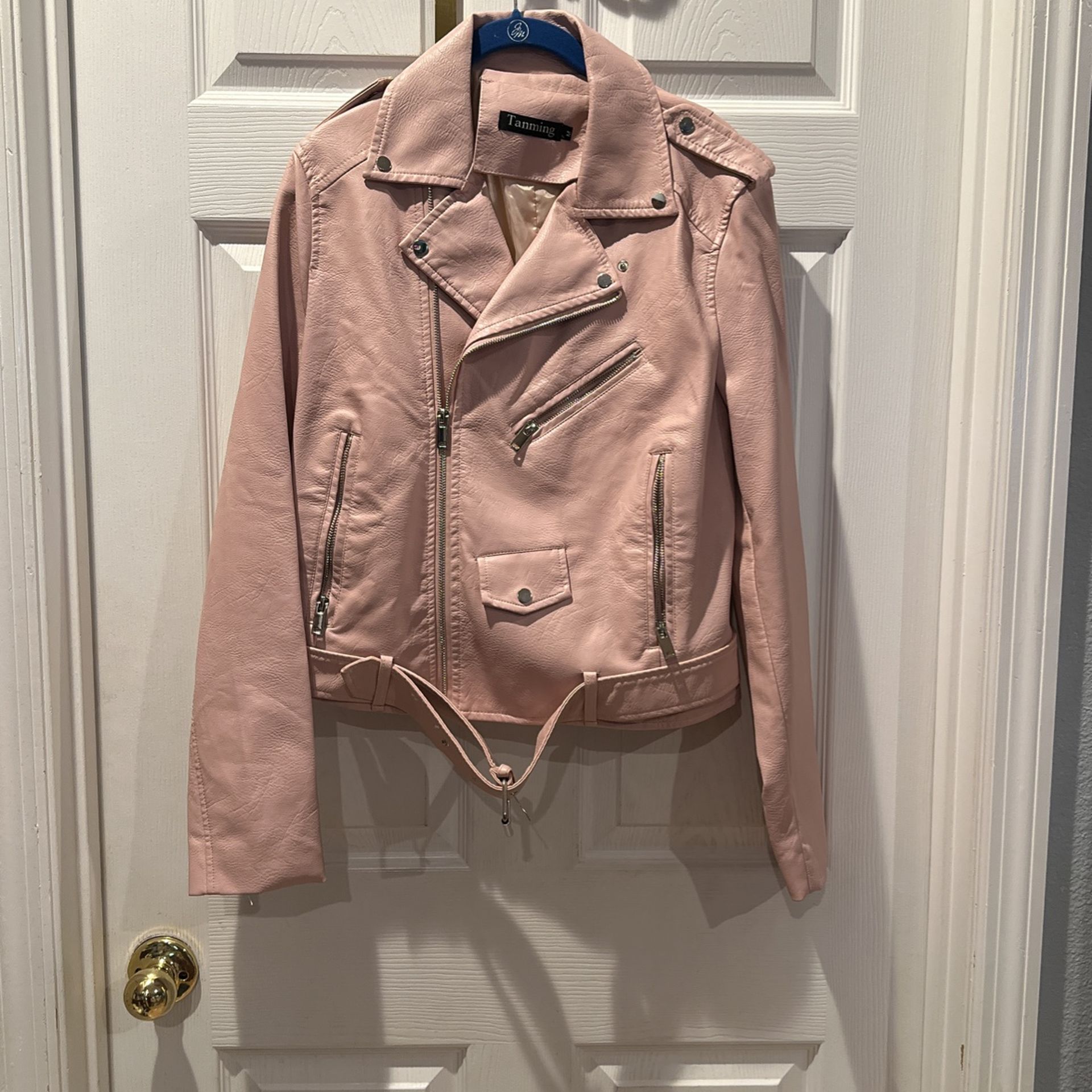 Pink Leather Jacket Medium