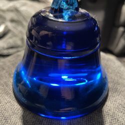 Beautiful Blue /turquoise 💙🩵💙 Bell Glass Paperweight Telephone ☎️ Company 