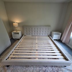 Article Sven King Tufted Bed – Birch Ivory – Excellent Condition