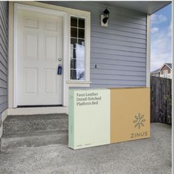 BRAND NEW LEATHER QUEEN PLATE FORM BED FRAME 