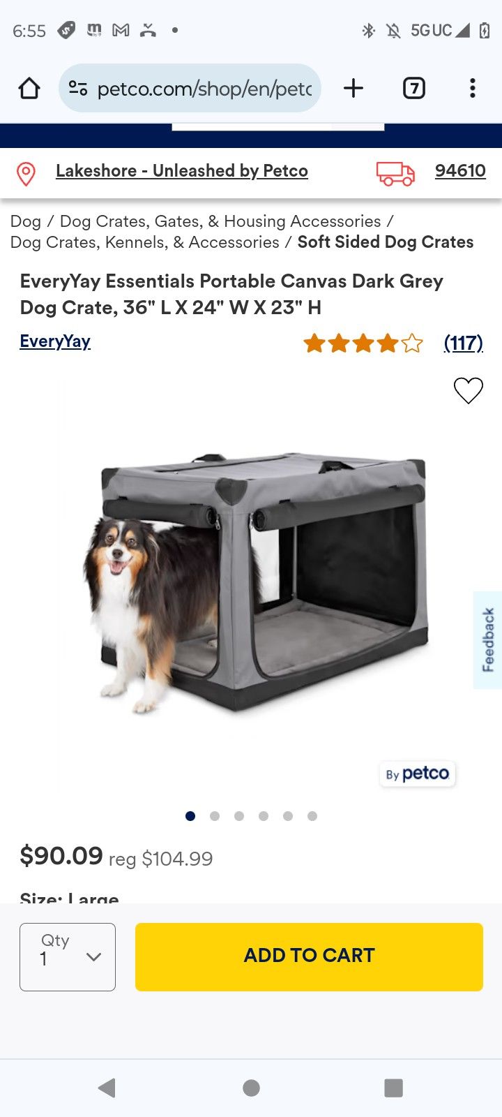  New Happy Place Canvas Dog Crate (Medium Size) 17 In Tall 28 long