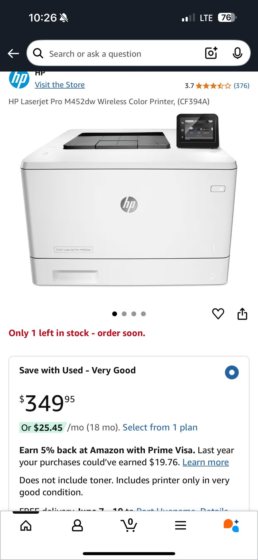 HP Laserjet Printer M452dw Colored
